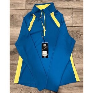HEAD Golf Womens Blue Yellow Long Sleeve 1/4 Zip Pullover Shirt Top M